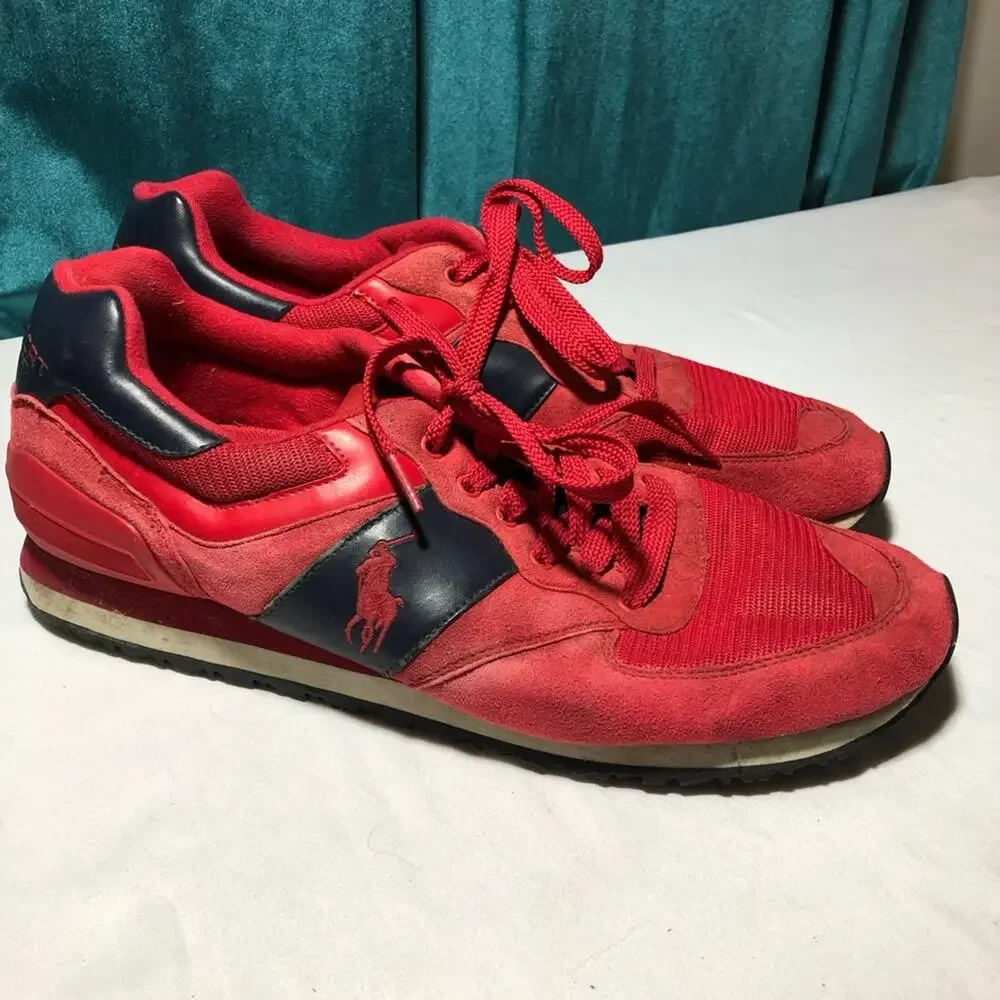 Polo Ralph Lauren sport mens slaton pony red blue lace up sneakers 14D classic